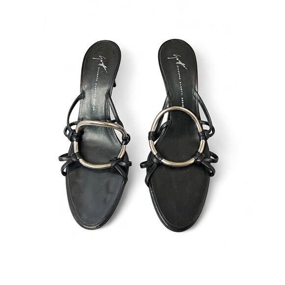 Giuseppe Zanotti High-Heeled Sandals with  Sculptural Silver Ring Art, 9B - Picture 2 of 8